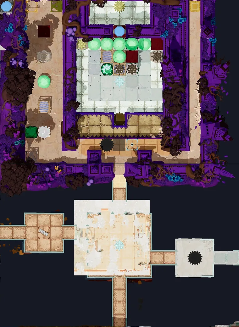 Map of Alter-Smash with every puzzle entrance numbered