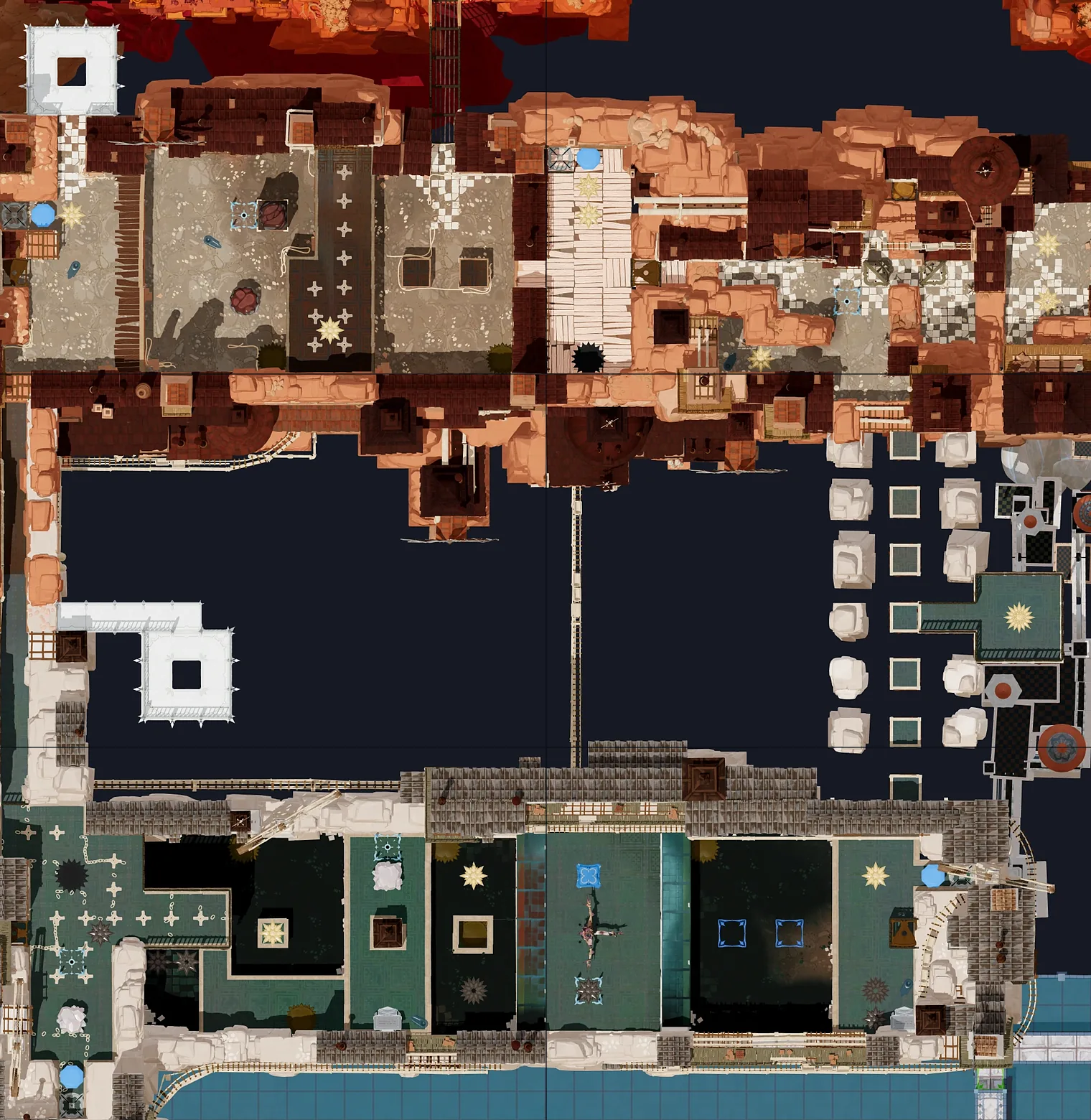 Map of Double Beam Falling with every puzzle entrance numbered