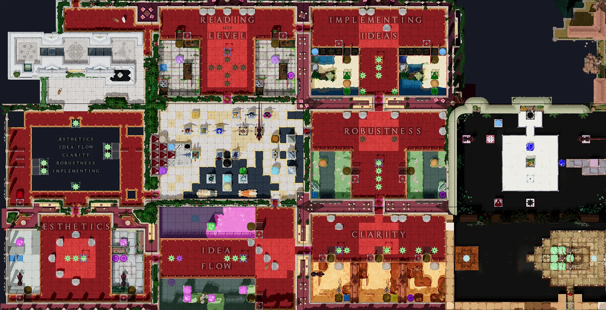 Map of Exit Low with every puzzle entrance numbered