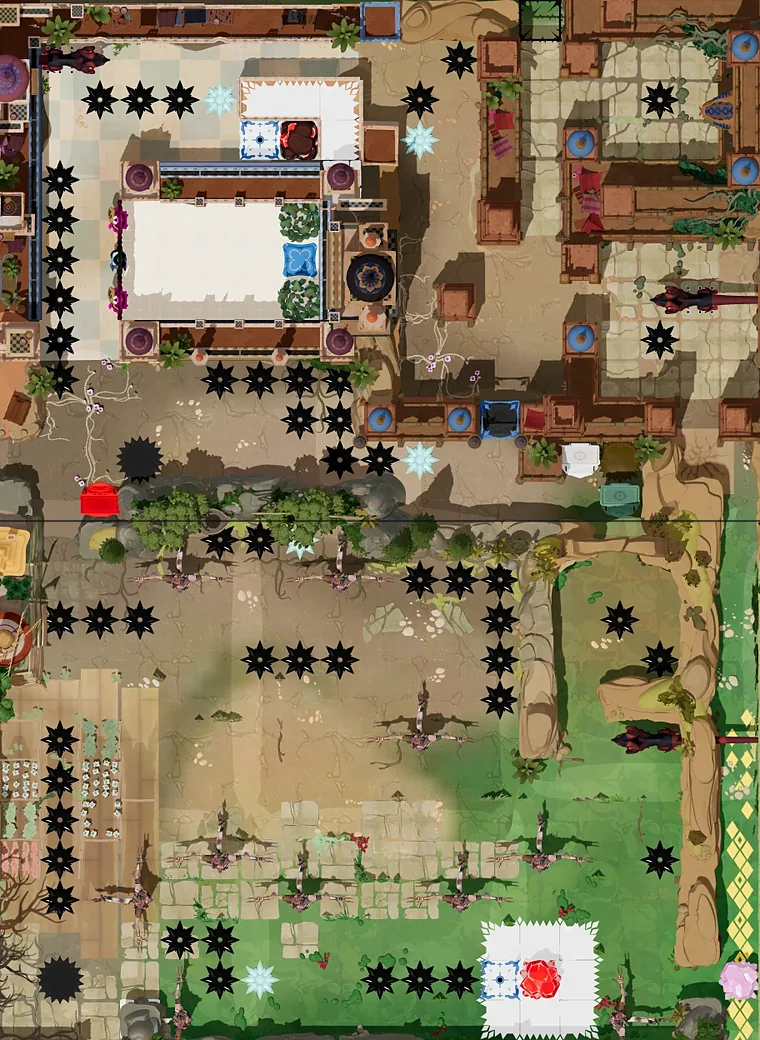 Map of Heroes 3: Bard, Druid with every puzzle entrance numbered