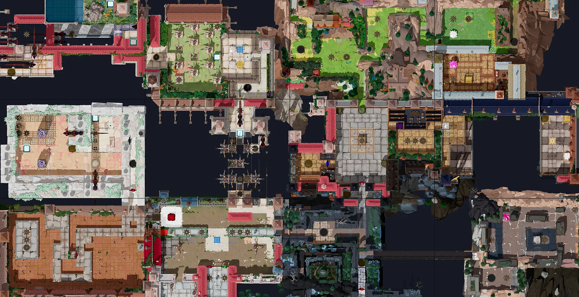 Map of Heroes and Depth with every puzzle entrance numbered