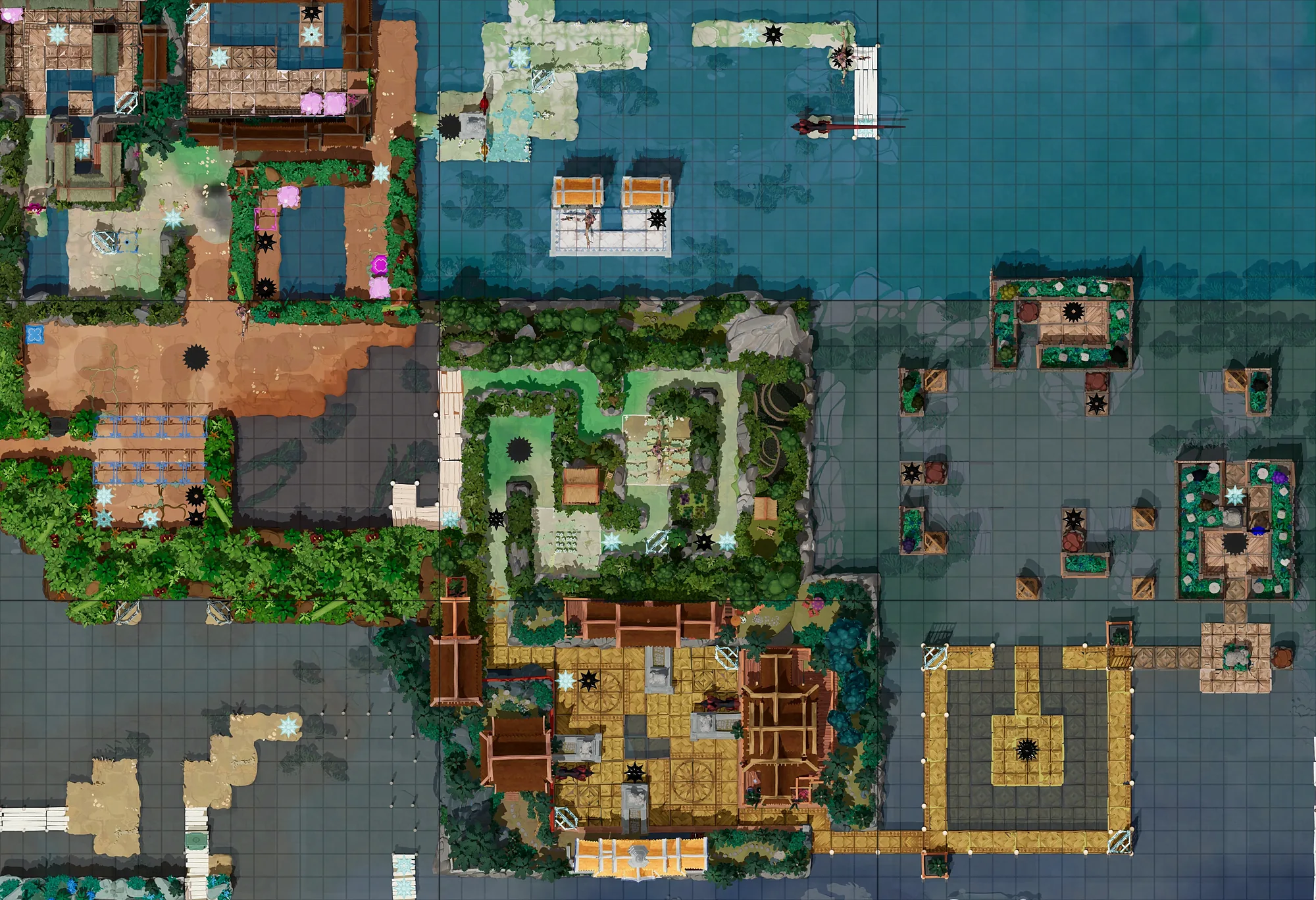 Map of Heroes and Mirrors with every puzzle entrance numbered
