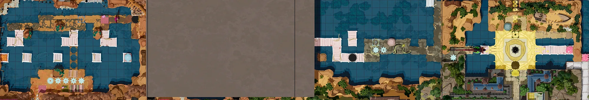 Map of Heroes and Stones, West with every puzzle entrance numbered