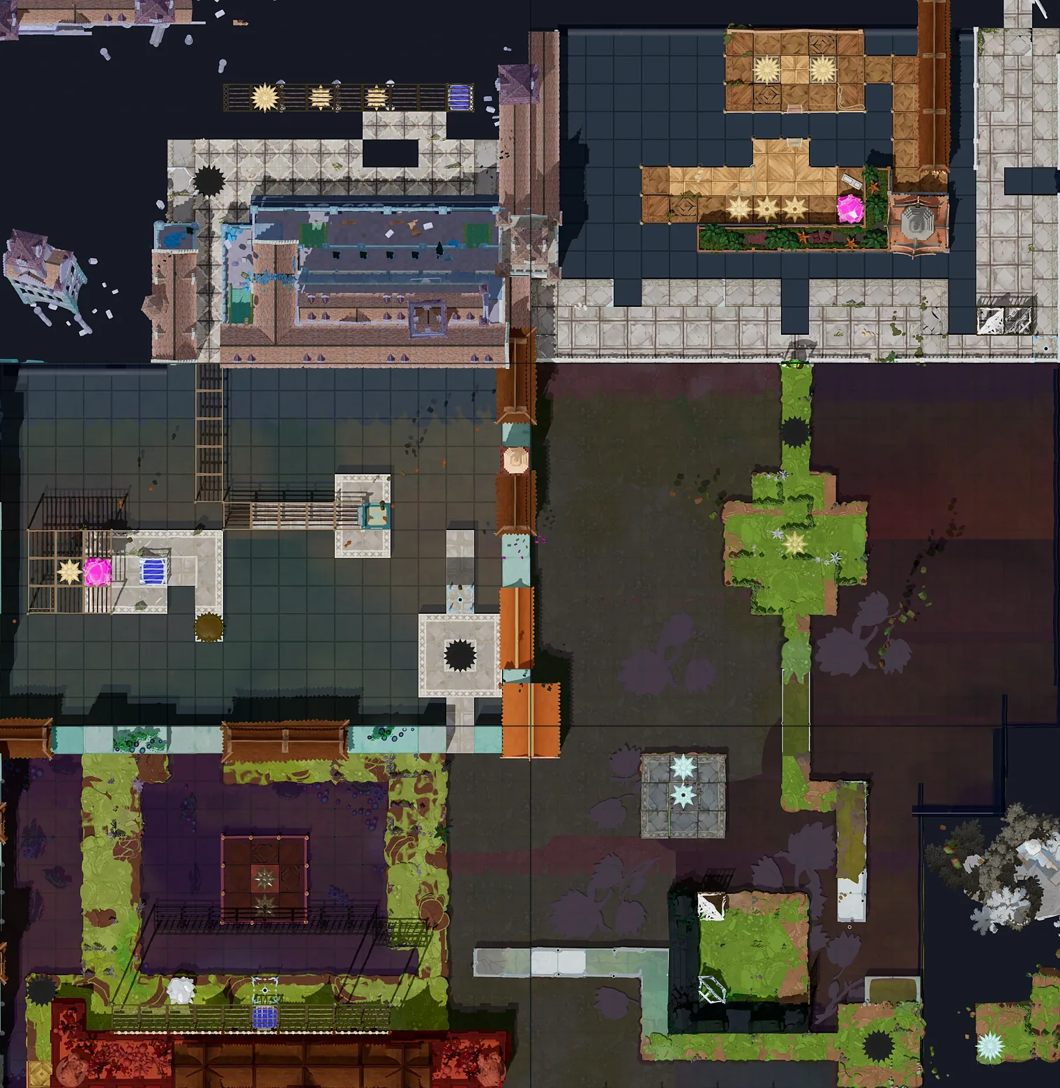 Map of Mirrorable Mirror Medley with every puzzle entrance numbered