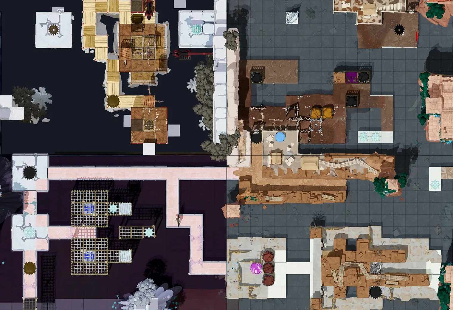 Map of Mirrors and Artifacts with every puzzle entrance numbered