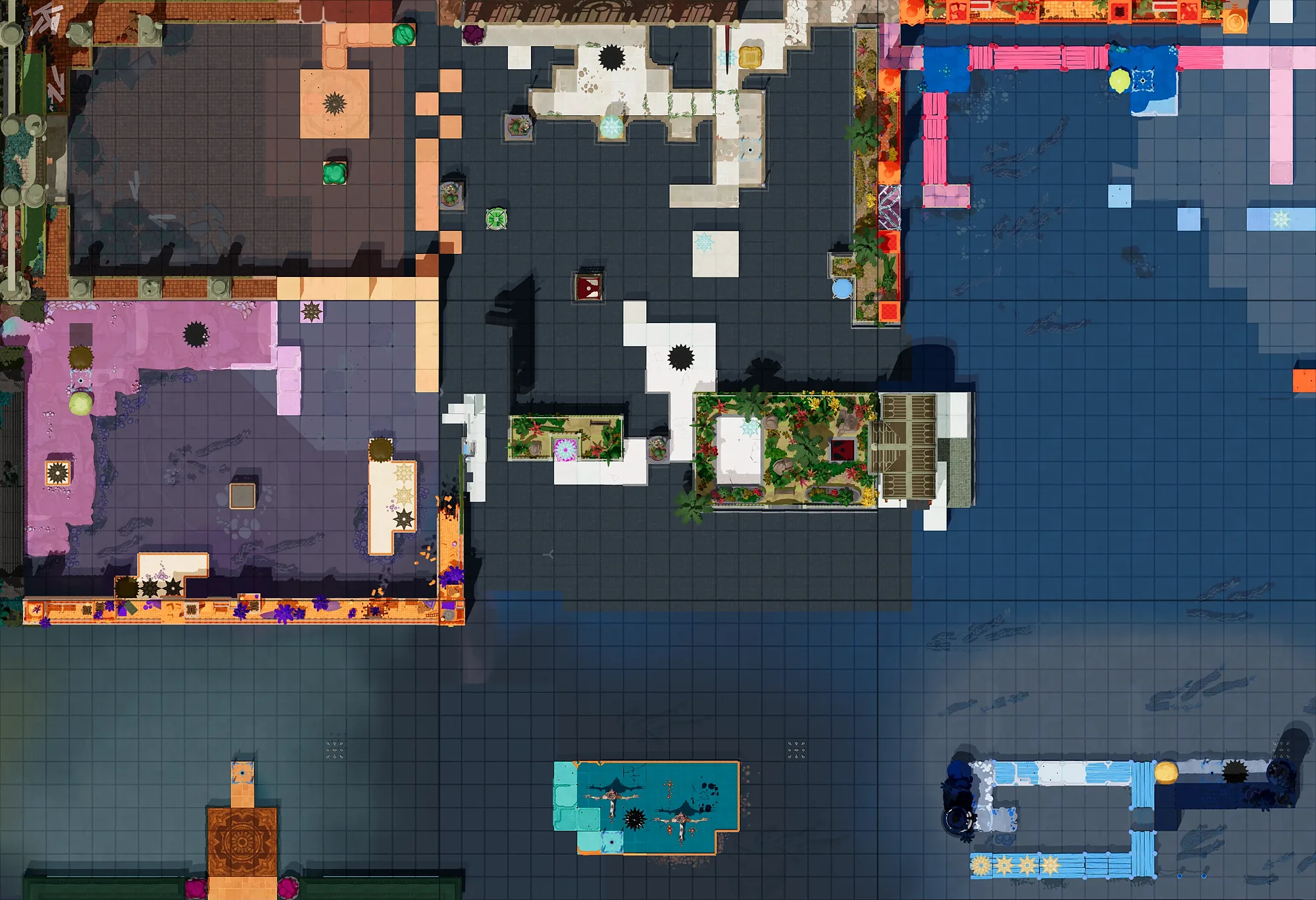 Map of Moving the Flat Things with every puzzle entrance numbered