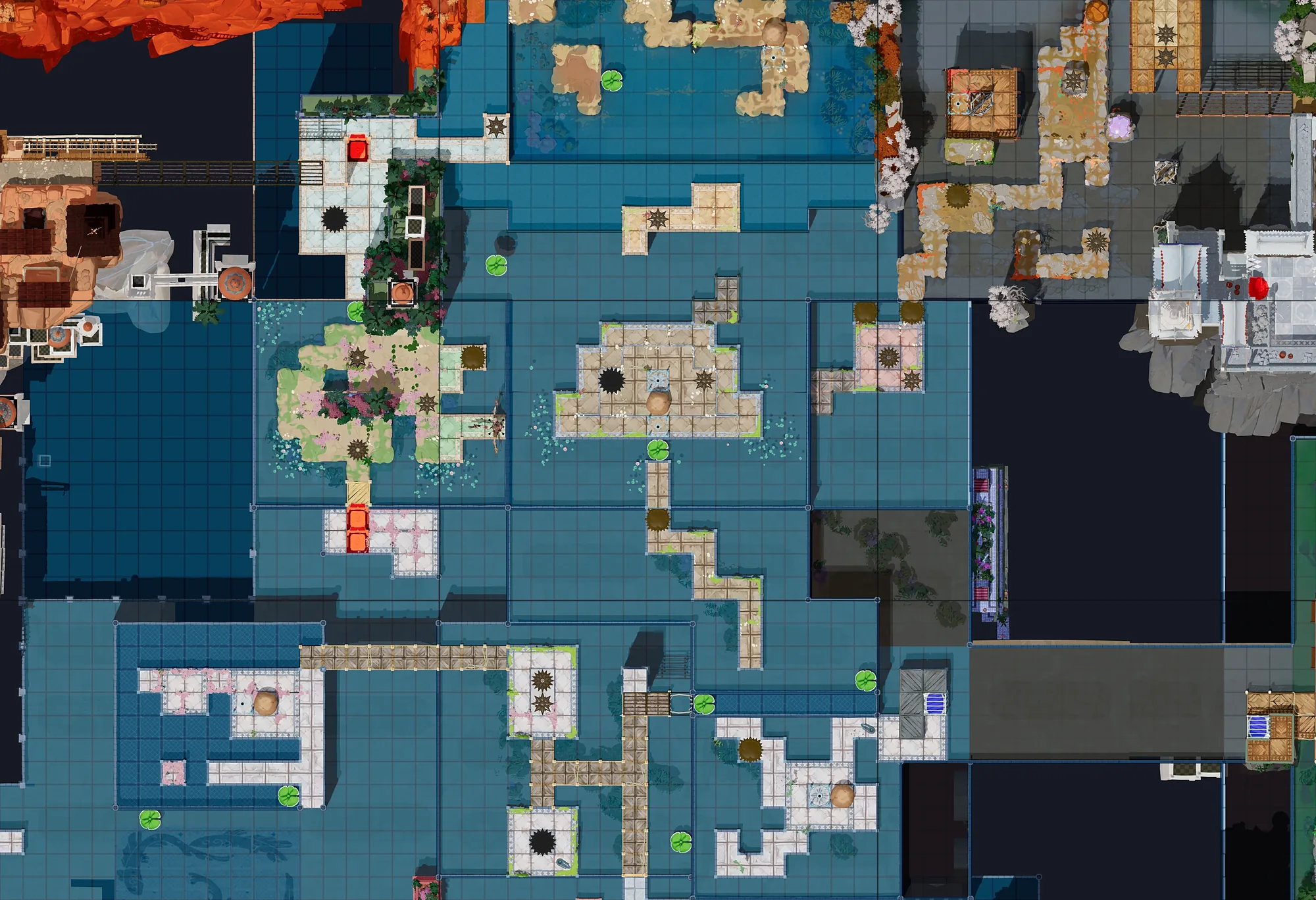 Map of Skipping and Falling with every puzzle entrance numbered