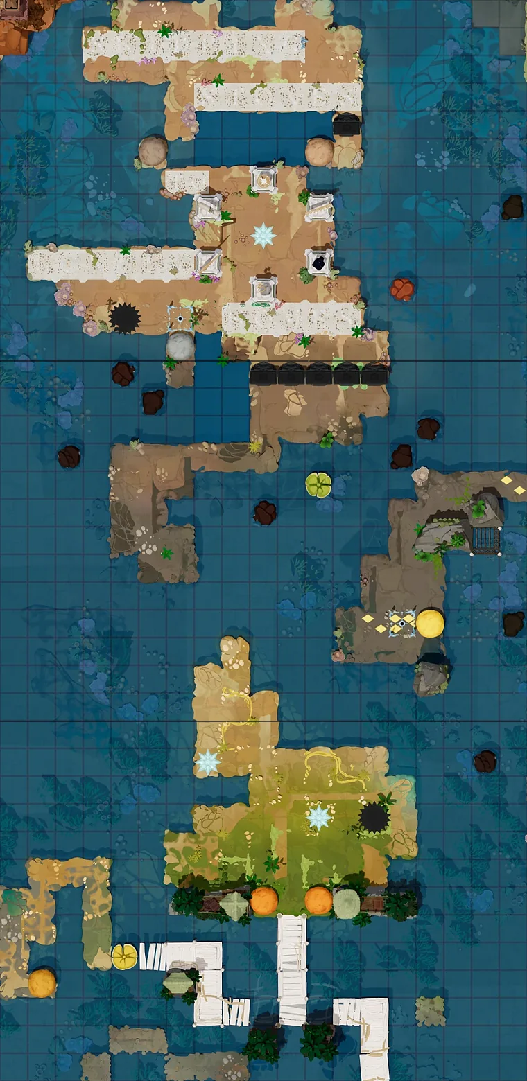 Map of Skipping Stones with every puzzle entrance numbered