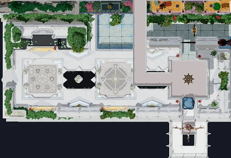 Map of The Heroic Way with every puzzle entrance numbered