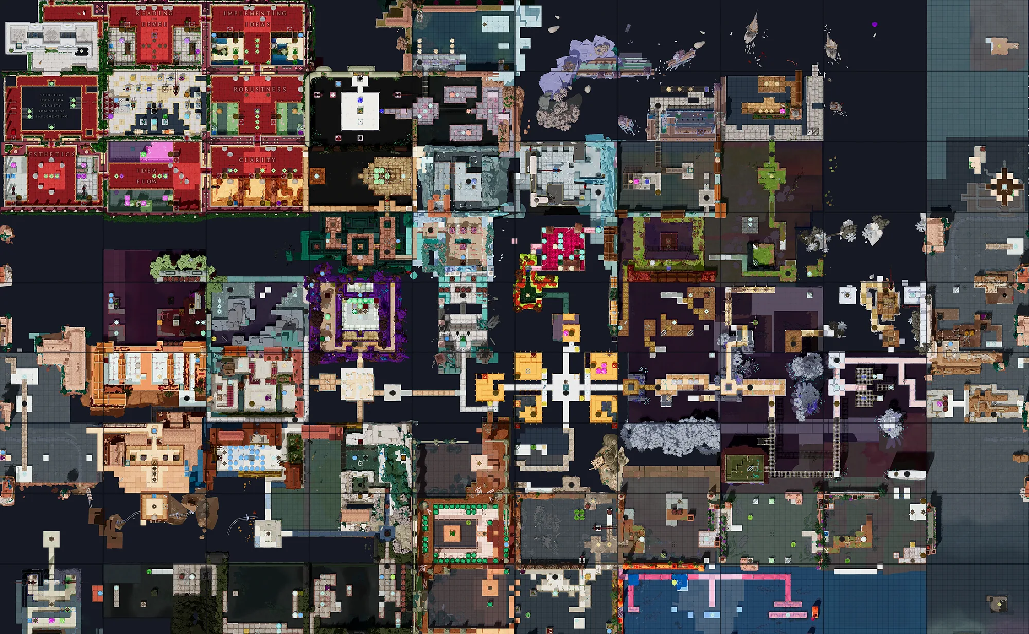 Map of Three at Once with every puzzle entrance numbered